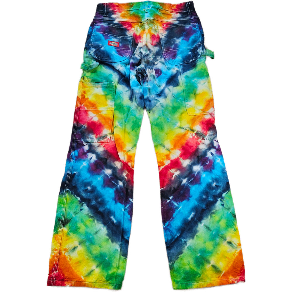 Dickies Men's Carpenter Painter Pants Custom Tie Dye Rainbow Workwear 30x30 - Picture 7 of 7
